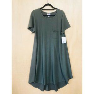LuLaroe Carly Dress XL Olive Green Solid Jacquard